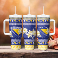 Personalized Bosnia and Herzegovina Christmas Tumbler With Handle Coat Of Arms Srecan Bozic - Wonder Print Shop