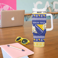 Personalized Bosnia and Herzegovina Christmas Tumbler With Handle Coat Of Arms Srecan Bozic - Wonder Print Shop