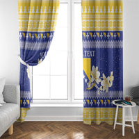 Personalized Bosnia and Herzegovina Christmas Window Curtain Coat Of Arms Srecan Bozic - Wonder Print Shop