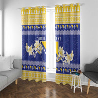 Personalized Bosnia and Herzegovina Christmas Window Curtain Coat Of Arms Srecan Bozic - Wonder Print Shop