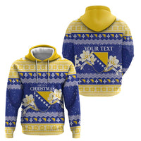 Personalized Bosnia and Herzegovina Christmas Zip Hoodie Coat Of Arms Srecan Bozic - Wonder Print Shop