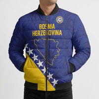 Custom Bosnia and Herzegovina Football Bomber Puffer Jacket Go Champion Sporty Style - Wonder Print Shop