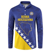 Custom Bosnia and Herzegovina Football Button Sweatshirt Go Champion Sporty Style - Wonder Print Shop