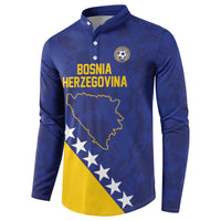 Custom Bosnia and Herzegovina Football Button Sweatshirt Go Champion Sporty Style - Wonder Print Shop