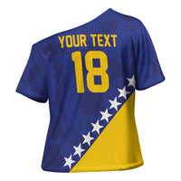 Custom Bosnia and Herzegovina Football Cross Shoulder Shirt Go Champion Sporty Style - Wonder Print Shop