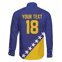 Custom Bosnia and Herzegovina Football Family Matching Off The Shoulder Long Sleeve Dress and Hawaiian Shirt Go Champion Sporty Style - Wonder Print Shop