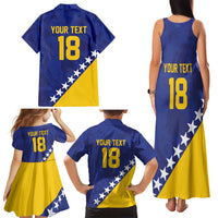 Custom Bosnia and Herzegovina Football Family Matching Tank Maxi Dress and Hawaiian Shirt Go Champion Sporty Style - Wonder Print Shop