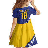 Custom Bosnia and Herzegovina Football Kid Short Sleeve Dress Go Champion Sporty Style - Wonder Print Shop