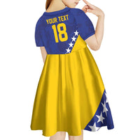 Custom Bosnia and Herzegovina Football Kid Short Sleeve Dress Go Champion Sporty Style - Wonder Print Shop