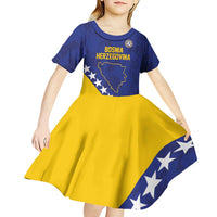 Custom Bosnia and Herzegovina Football Kid Short Sleeve Dress Go Champion Sporty Style - Wonder Print Shop