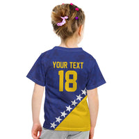 Custom Bosnia and Herzegovina Football Kid T Shirt Go Champion Sporty Style - Wonder Print Shop