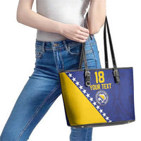 Custom Bosnia and Herzegovina Football Leather Tote Bag Go Champion Sporty Style - Wonder Print Shop