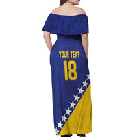 Custom Bosnia and Herzegovina Football Off Shoulder Maxi Dress Go Champion Sporty Style - Wonder Print Shop