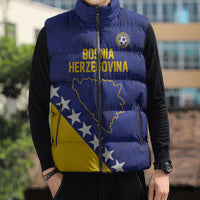 Custom Bosnia and Herzegovina Football Sleeveless Puffer Jacket Go Champion Sporty Style - Wonder Print Shop