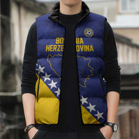 Custom Bosnia and Herzegovina Football Sleeveless Puffer Jacket Go Champion Sporty Style - Wonder Print Shop