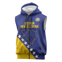 Custom Bosnia and Herzegovina Football Sleeveless Zip Hoodie Go Champion Sporty Style - Wonder Print Shop