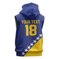 Custom Bosnia and Herzegovina Football Sleeveless Zip Hoodie Go Champion Sporty Style - Wonder Print Shop