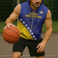 Custom Bosnia and Herzegovina Football Sleeveless Zip Hoodie Go Champion Sporty Style - Wonder Print Shop