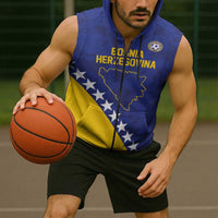 Custom Bosnia and Herzegovina Football Sleeveless Zip Hoodie Go Champion Sporty Style - Wonder Print Shop