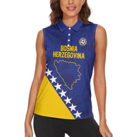 Custom Bosnia and Herzegovina Football Women Sleeveless Polo Shirt Go Champion Sporty Style - Wonder Print Shop