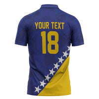 Custom Bosnia and Herzegovina Football Zipper Polo Shirt Go Champion Sporty Style - Wonder Print Shop