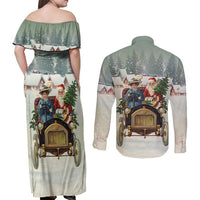 Estonia Christmas Couples Matching Off Shoulder Maxi Dress and Long Sleeve Button Shirt Roomsaid Joulupuhi - Wonder Print Shop