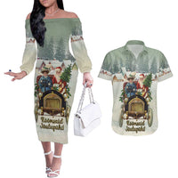 Estonia Christmas Couples Matching Off The Shoulder Long Sleeve Dress and Hawaiian Shirt Roomsaid Joulupuhi - Wonder Print Shop