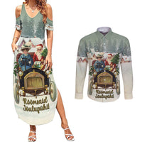 Estonia Christmas Couples Matching Summer Maxi Dress and Long Sleeve Button Shirt Roomsaid Joulupuhi - Wonder Print Shop