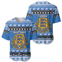 Estonia Christmas Baseball Jersey Coat Of Arms Haid Joule - Wonder Print Shop
