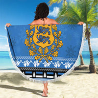 Estonia Christmas Beach Blanket Coat Of Arms Haid Joule - Wonder Print Shop