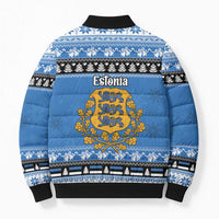 Estonia Christmas Bomber Puffer Jacket Coat Of Arms Haid Joule - Wonder Print Shop