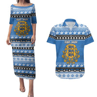 Estonia Christmas Couples Matching Puletasi and Hawaiian Shirt Coat Of Arms Haid Joule - Wonder Print Shop