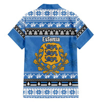 Estonia Christmas Family Matching Short Sleeve Bodycon Dress and Hawaiian Shirt Coat Of Arms Haid Joule - Wonder Print Shop