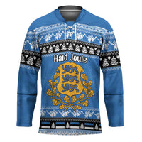 Estonia Christmas Hockey Jersey Coat Of Arms Haid Joule - Wonder Print Shop