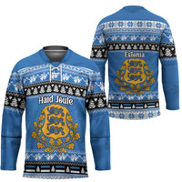 Estonia Christmas Hockey Jersey Coat Of Arms Haid Joule - Wonder Print Shop
