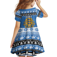Estonia Christmas Kid Short Sleeve Dress Coat Of Arms Haid Joule - Wonder Print Shop