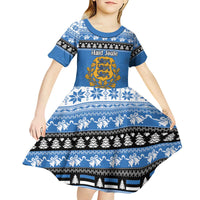 Estonia Christmas Kid Short Sleeve Dress Coat Of Arms Haid Joule - Wonder Print Shop