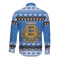 Estonia Christmas Long Sleeve Button Shirt Coat Of Arms Haid Joule - Wonder Print Shop