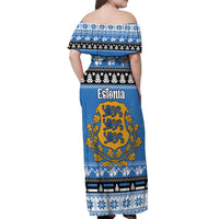 Estonia Christmas Off Shoulder Maxi Dress Coat Of Arms Haid Joule - Wonder Print Shop