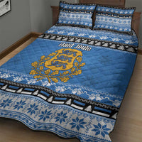 Estonia Christmas Quilt Bed Set Coat Of Arms Haid Joule - Wonder Print Shop