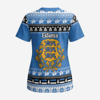 Estonia Christmas Scrub Top Coat Of Arms Haid Joule - Wonder Print Shop