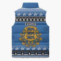 Estonia Christmas Sleeveless Puffer Jacket Coat Of Arms Haid Joule - Wonder Print Shop