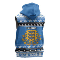 Estonia Christmas Sleeveless Zip Hoodie Coat Of Arms Haid Joule - Wonder Print Shop