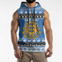 Estonia Christmas Sleeveless Zip Hoodie Coat Of Arms Haid Joule - Wonder Print Shop