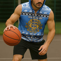 Estonia Christmas Sleeveless Zip Hoodie Coat Of Arms Haid Joule - Wonder Print Shop