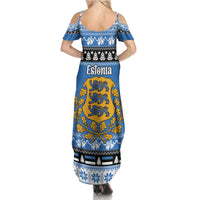 Estonia Christmas Summer Maxi Dress Coat Of Arms Haid Joule - Wonder Print Shop