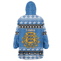 Estonia Christmas Wearable Blanket Hoodie Coat Of Arms Haid Joule - Wonder Print Shop