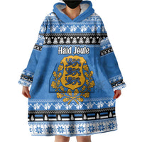 Estonia Christmas Wearable Blanket Hoodie Coat Of Arms Haid Joule - Wonder Print Shop