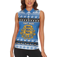 Estonia Christmas Women Sleeveless Polo Shirt Coat Of Arms Haid Joule - Wonder Print Shop