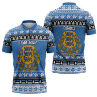 Estonia Christmas Zipper Polo Shirt Coat Of Arms Haid Joule - Wonder Print Shop